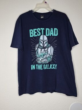 Star Wars Best Dad Mandalorian Grogu Graphic Tee Navy Size XL